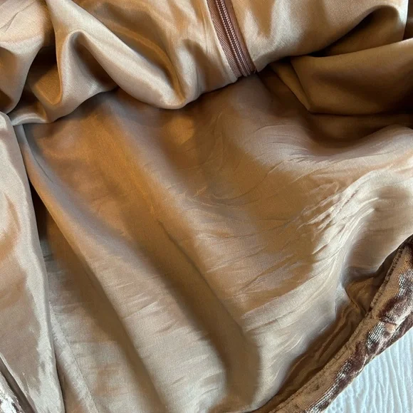 Vintage Velvet Midi Skirt brown gold size 16 embellished - Picture 11 of 14